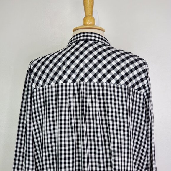 J. Jill Black White Gingham Checked Breathable Top Size LP - Picture 7 of 11
